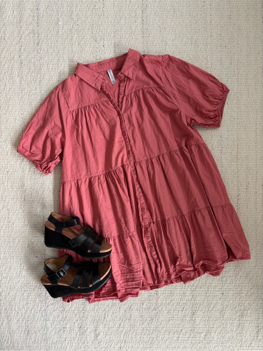 | Zenana | Shirt-Style Button-Front Tiered Dress Women’s size XL